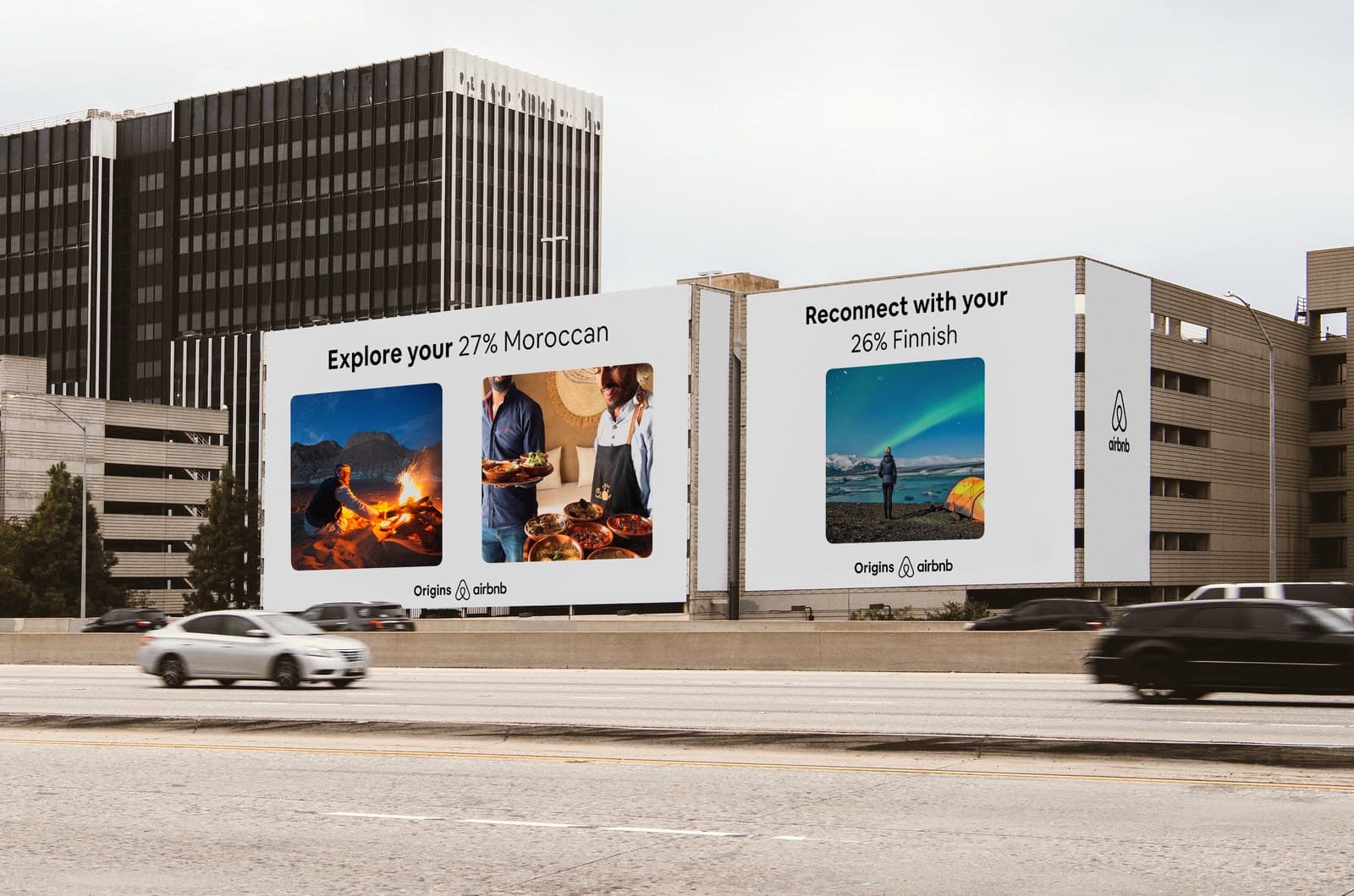 Airbnb Origins billboards — Moroccan and Finnish DNA