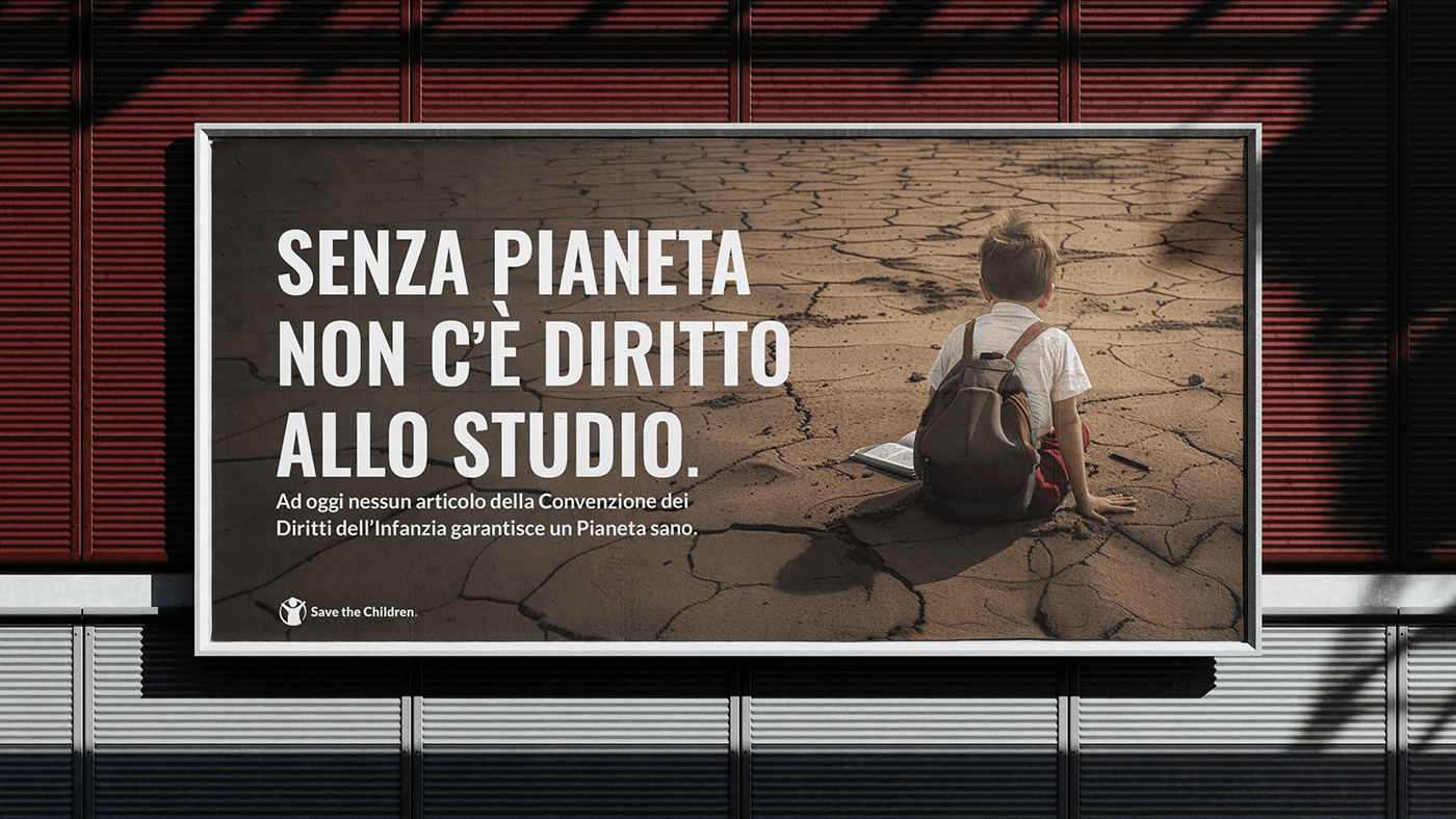 #SaveTheRights billboard — Senza pianeta non c'è diritto allo studio