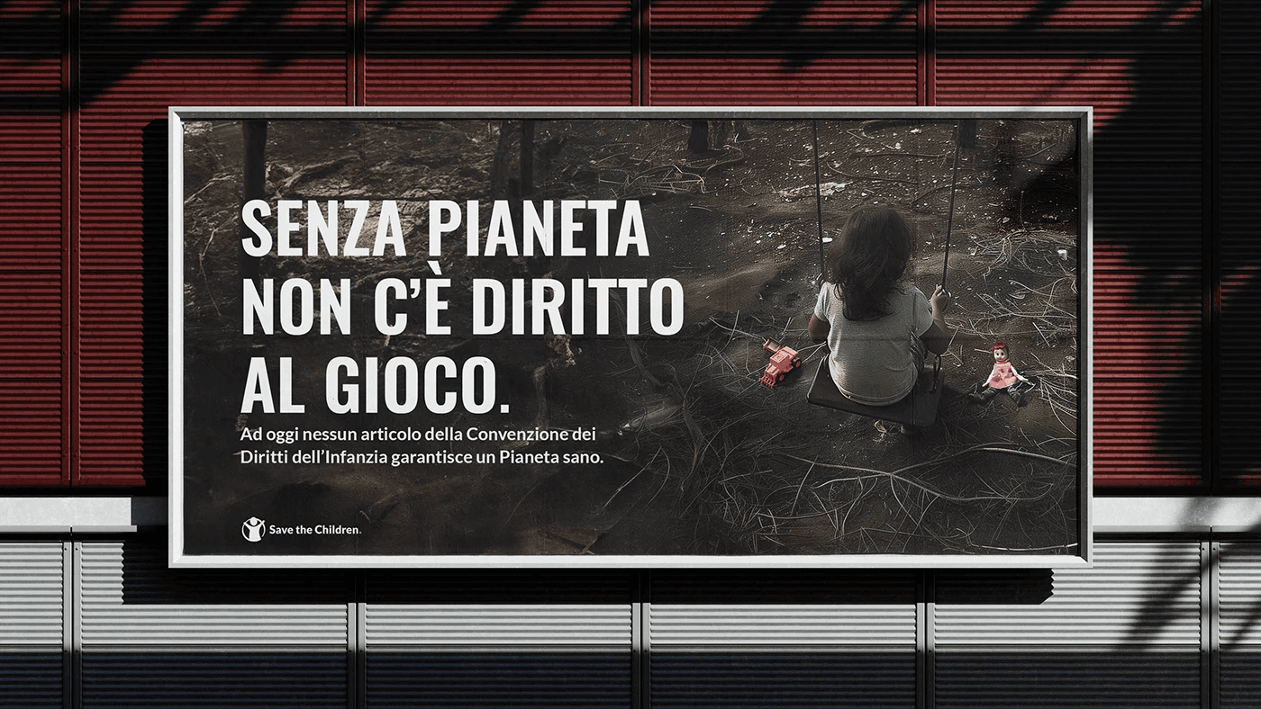 #SaveTheRights billboard — Senza pianeta non c'è diritto al gioco